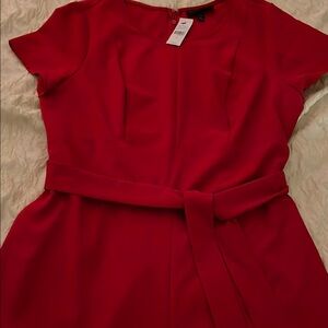 Lane Bryant Red Pleated Tie Front Jumpsuit